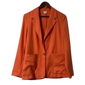 A New Day Orange/Peach Linen Blend Relaxed Blazer Jacket XS NWOT Lightweight